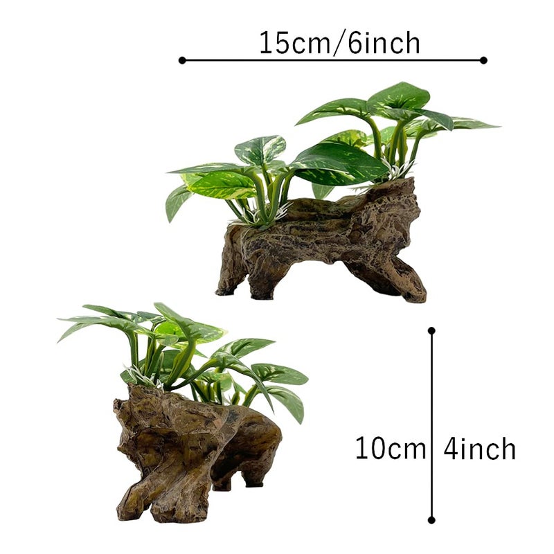 Smoothedo-Pets Fish Tank Decorations Aquarium Decor Ornaments Betta Silk Leaf pad Hammock Artifical Driftwood cave Goldfish Bowl Accessories (Type-C) - Image 4