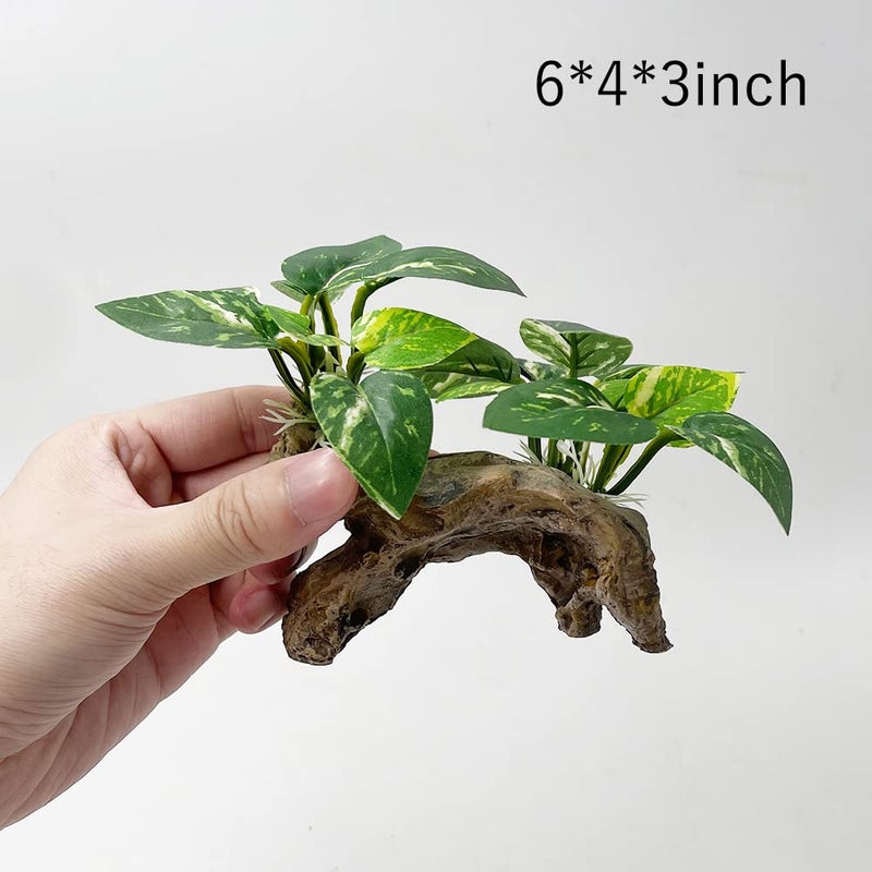 Smoothedo-Pets Fish Tank Decorations Aquarium Decor Ornaments Betta Silk Leaf pad Hammock Artifical Driftwood cave Goldfish Bowl Accessories (Type-C) - Image 2