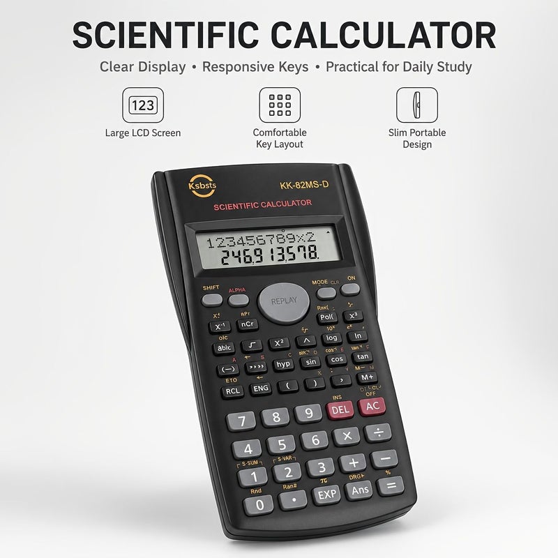 82MS حاسبة علمية محمولة متعددة الوظائف للهندسة والرياضيات للطلاب والمدرسة والمكتب والامتحانات - Image 3