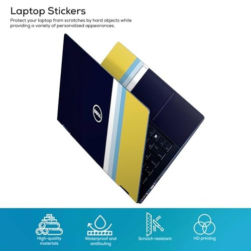 Inkykart Pattern D12 Top+Wrist Pad Vinyl Laptop Skin/Sticker/Cover for 14 Inches Laptops Laminated-Removable-HD Quality Compatible for Dell (13.8x9.6 Inches) - Image 2