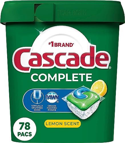 Cascade Complete Dishwasher Pods Dishwasher Detergent Lemon Scent ActionPacs Cleaning Supplies 78 Count