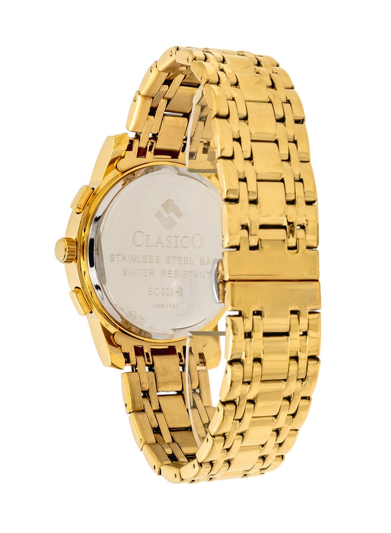 Clasico إصدار قرص الهيكل العظمي - أبيض وذهبي - ساعة كرونوغراف للرجال بحزام فولاذي ناعم فاخر - تصميم مقاوم للماء - Image 4