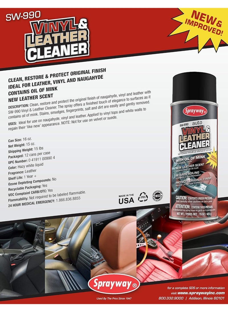 Sprayway Vinyl & Leather Cleaner, 15 oz. can, 1 Count - Image 2