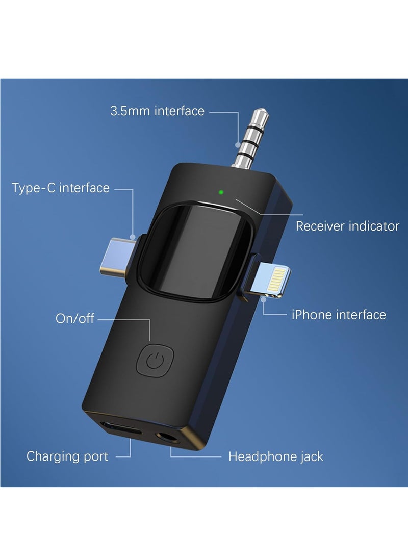 MMG - Wireless Lavalier Microphone 3 in 1 for iPhone iPad USB C Smartphone Computer Camera, Plug and Play Intelligent Noise Reduction Mini Mic for Vlog YouTube TikTok Live Streaming (1 MIC) - Image 1