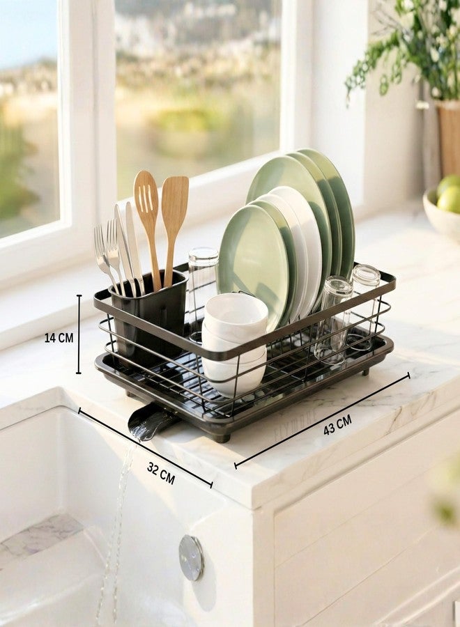 flymore Dish Drying Rack with Cutlery Holder | Heavy Stainless Steel Kitchen Drying Rack with Drain Tray & Cutlery Holder | Countertop Utensils Stand – Sink Organization & Home Décor - Image 3