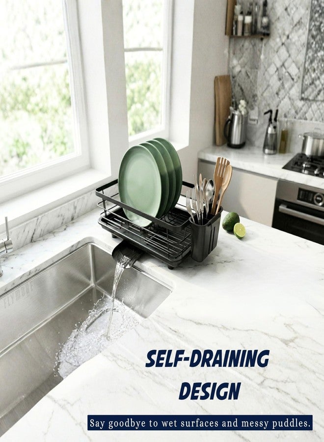 flymore Dish Drying Rack with Cutlery Holder | Heavy Stainless Steel Kitchen Drying Rack with Drain Tray & Cutlery Holder | Countertop Utensils Stand – Sink Organization & Home Décor - Image 5