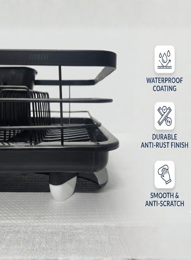 flymore Dish Drying Rack with Cutlery Holder | Heavy Stainless Steel Kitchen Drying Rack with Drain Tray & Cutlery Holder | Countertop Utensils Stand – Sink Organization & Home Décor - Image 4