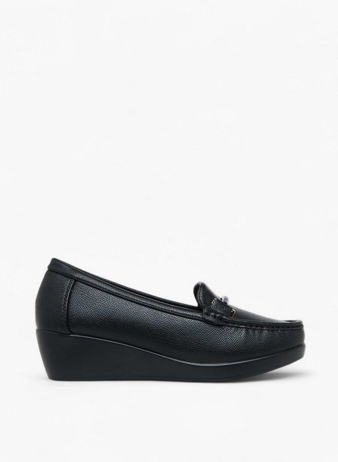 Le Confort Solid Slip-On Loafers with Wedge Heels - Image 2
