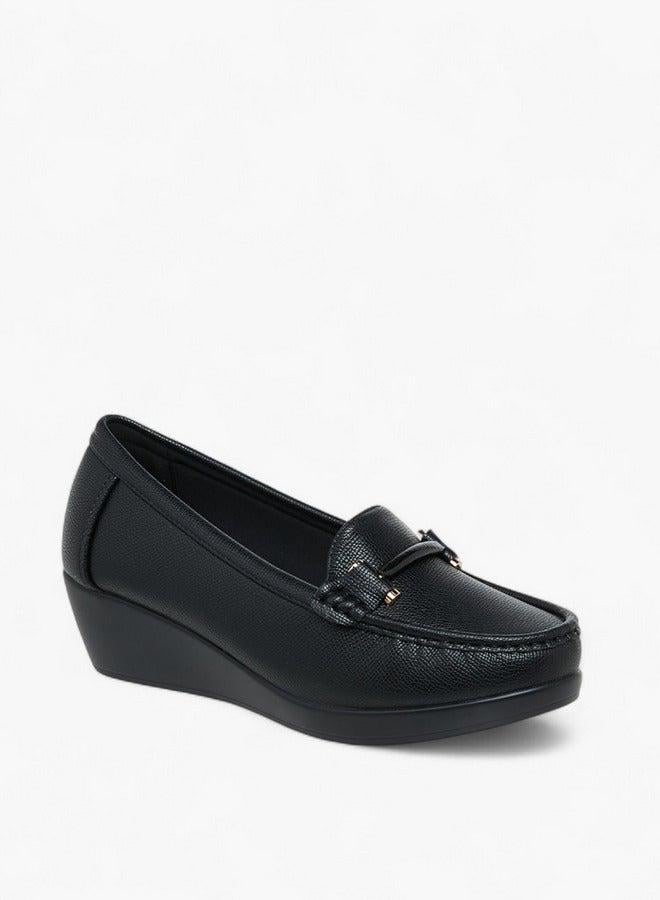Le Confort Solid Slip-On Loafers with Wedge Heels - Image 1