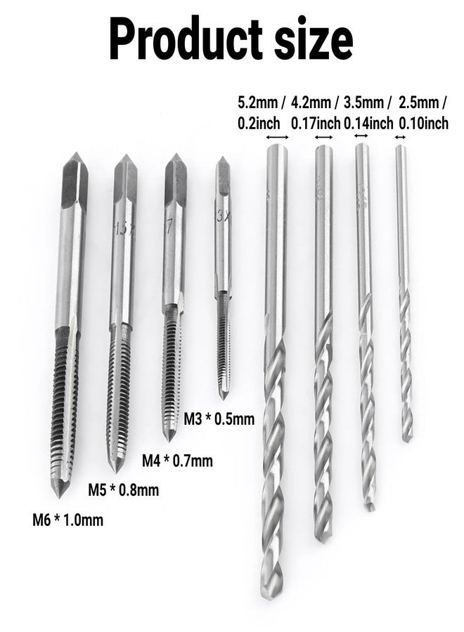 LiebeWH 9PCS T Handle Tap Wrench Kit with Screw Taps and Twist Drill Bits Threading Tapping Hand Tool Kit - Image 2