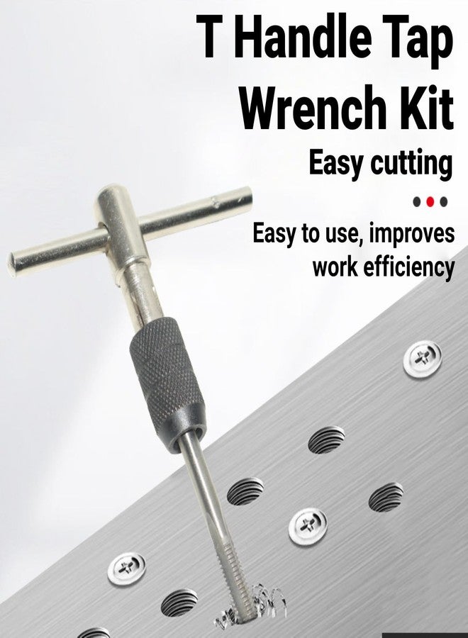 LiebeWH 9PCS T Handle Tap Wrench Kit with Screw Taps and Twist Drill Bits Threading Tapping Hand Tool Kit - Image 5