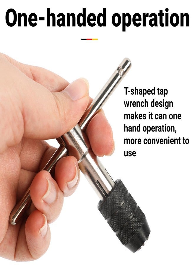 LiebeWH 9PCS T Handle Tap Wrench Kit with Screw Taps and Twist Drill Bits Threading Tapping Hand Tool Kit - Image 3