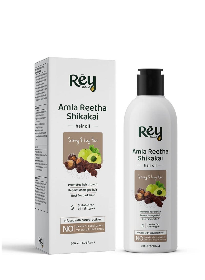 Rey Naturals Hair Oil for Longer Stronger Hair With Natural Actives Paraben and Sulphate 200ML - Image 1