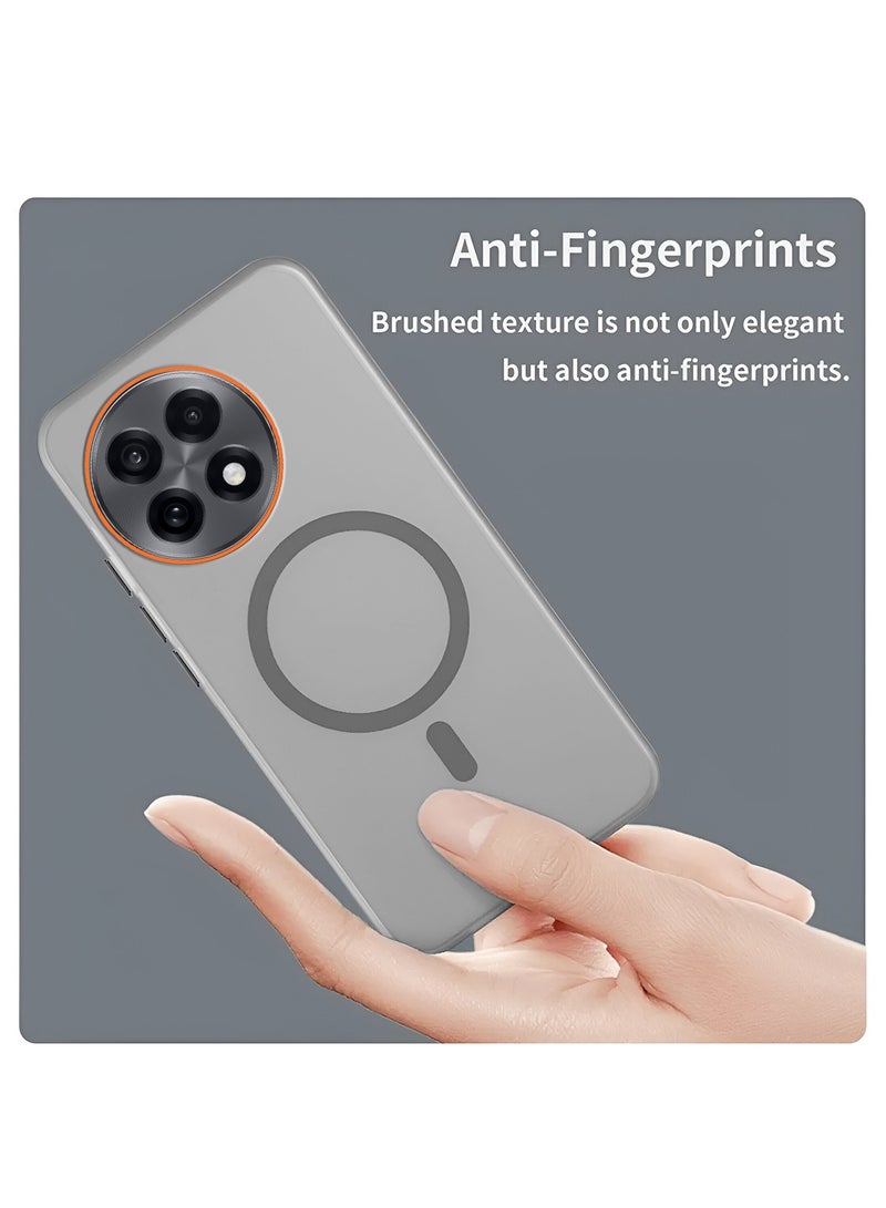 دبليو تيك جراب غطاء أنيق لهاتف OnePlus 13R 5G 2025 / OnePlus Ace 5 / OnePlus Ace 5 Pro 5G 2024 هجين شفاف مع شحن مغناطيسي وحواف كاميرا بارزة (MCMPMN) - رمادي - Image 4