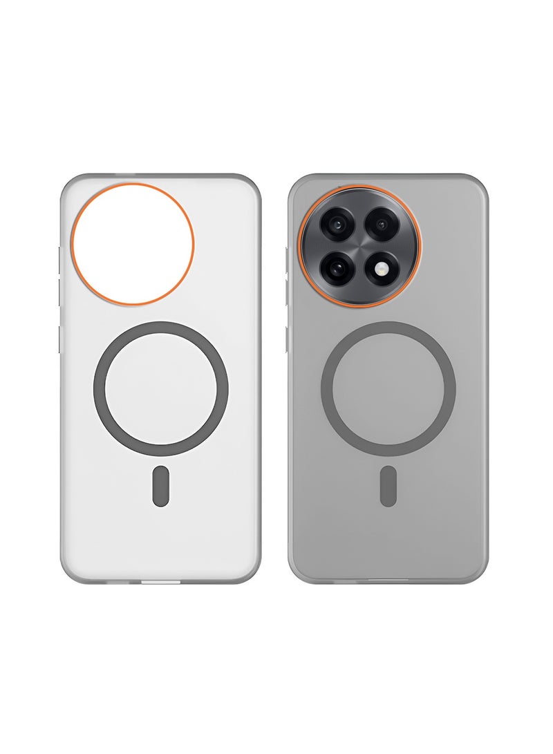 دبليو تيك جراب غطاء أنيق لهاتف OnePlus 13R 5G 2025 / OnePlus Ace 5 / OnePlus Ace 5 Pro 5G 2024 هجين شفاف مع شحن مغناطيسي وحواف كاميرا بارزة (MCMPMN) - رمادي - Image 2