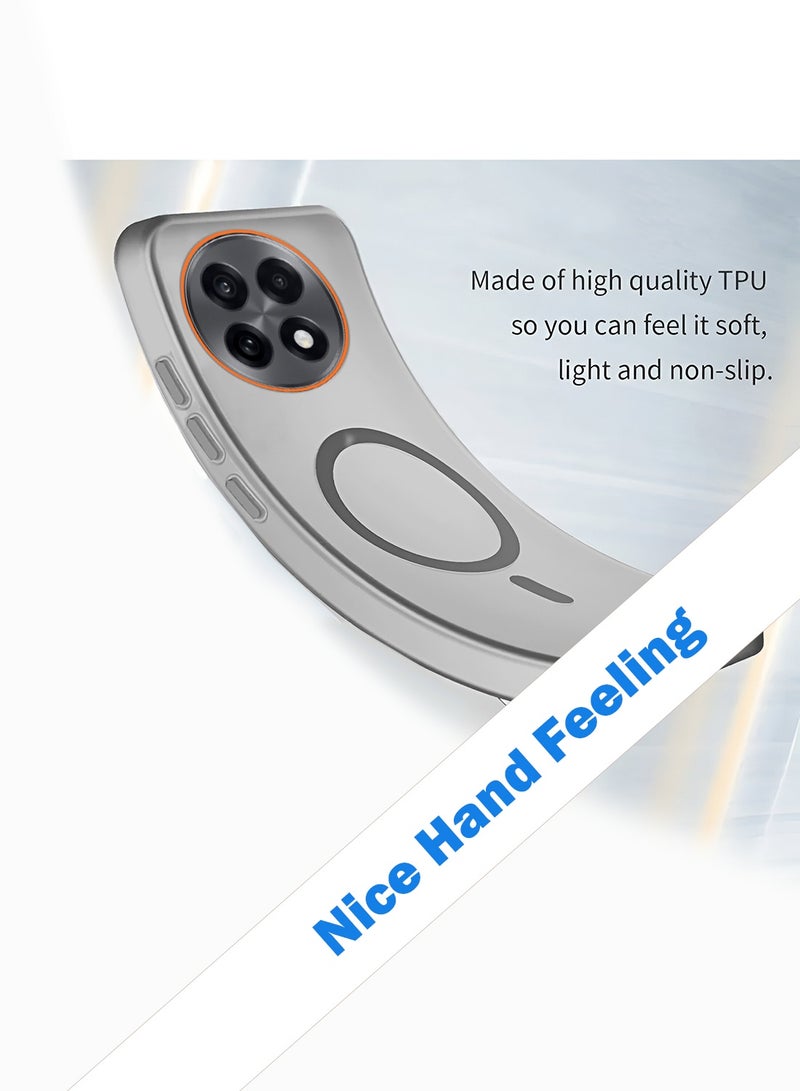 دبليو تيك جراب غطاء أنيق لهاتف OnePlus 13R 5G 2025 / OnePlus Ace 5 / OnePlus Ace 5 Pro 5G 2024 هجين شفاف مع شحن مغناطيسي وحواف كاميرا بارزة (MCMPMN) - رمادي - Image 3