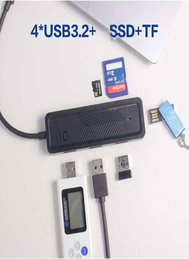 إكس أل تي 6 في 1 USB A Hub Multiport 10Gpbs يدعم USB 3.2 أجهزة التخزين SD TF قارئ بطاقات فتحة 4 منافذ USB 3.2  - Image 5