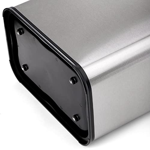 Coloch Small Metal Trash Can, 2.6 Gallon(10L) Slim Size Wastebasket for Narrow Spaces Stainless Steel Garbage Bin Silver Invisi-Overlap Open Top Rubbish Bin for Bedroom, Bedroom, Toilet, Undersink - Image 5