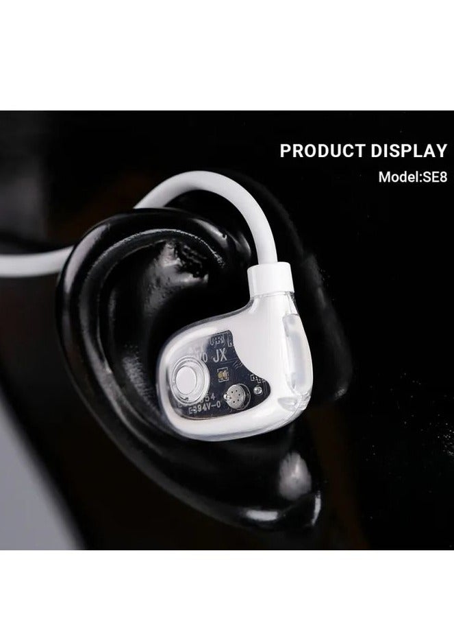 Celebrat Celebrat SE8 Open-Ear Sports Wireless Bluetooth Headset Air Conduction, Stereo Calls, Hanging Ear Design, Secure Fit, Noise Cancelling - White  - Image 5