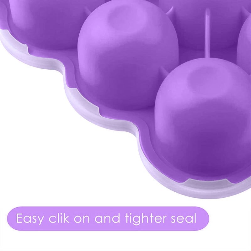 Samuelworld Baby Food Storage Container, 12 Portions x 2.5oz - BPA Free Silicone Freezer Tray with Clip-On Lid for Breast Milk Storage, Homemade Baby Food, Vegetable & Fruit Purees - Purple - Image 2