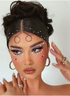 Divawoo 9 Sheets Bindi Dots Face Gems Face Jewels-Crystal Rainbow Heart Pearl Rhinestones For Women Eye Makeup Festival Accessory Nail Art Decoration  - Image 3