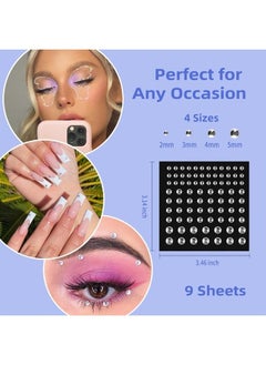 Divawoo 9 Sheets Bindi Dots Face Gems Face Jewels-Crystal Rainbow Heart Pearl Rhinestones For Women Eye Makeup Festival Accessory Nail Art Decoration  - Image 2