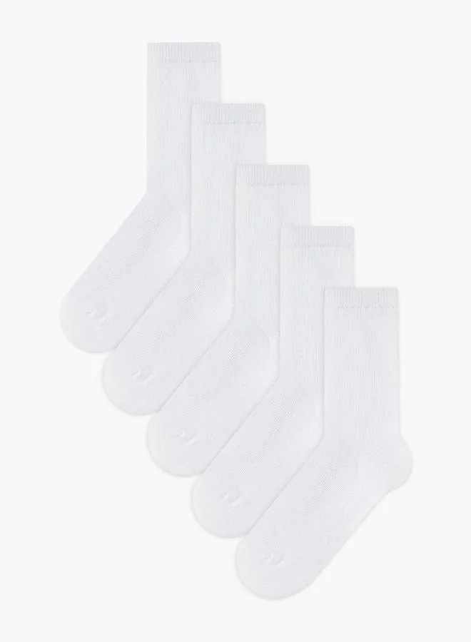 Juniors Pack Of 5 Kids Socks With Ribbed Design