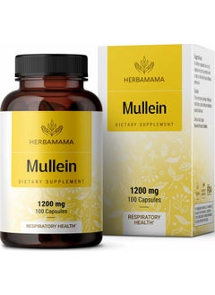 HERBAMAMA Mullein Leaf Capsules Lung Cleanse Respiratory Health Organic Mullein Leaf Extract For Lung Detox 1200Mg 100 Vegan Caps  - Image 2