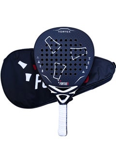FORTUSS Padel Tennis Racket - Full Carbon Fiber - 3D Surface With Light Eva Memory Flex Foam Core - Padel Racquet - Hybrid Teardrop Paddle Racket With Bag Included (Black)  - Image 2
