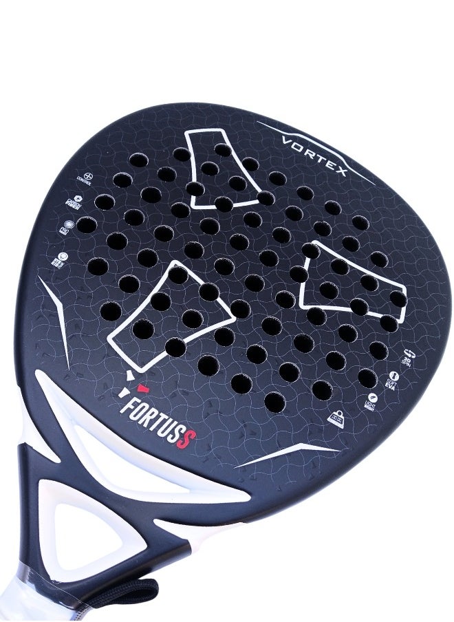 FORTUSS - Padel Tennis Racket - Full Carbon Fiber - 3D Surface With Light Eva Memory Flex Foam Core - Padel Racquet - Hybrid Teardrop Paddle Racket With Bag Included (Black) - Image 1