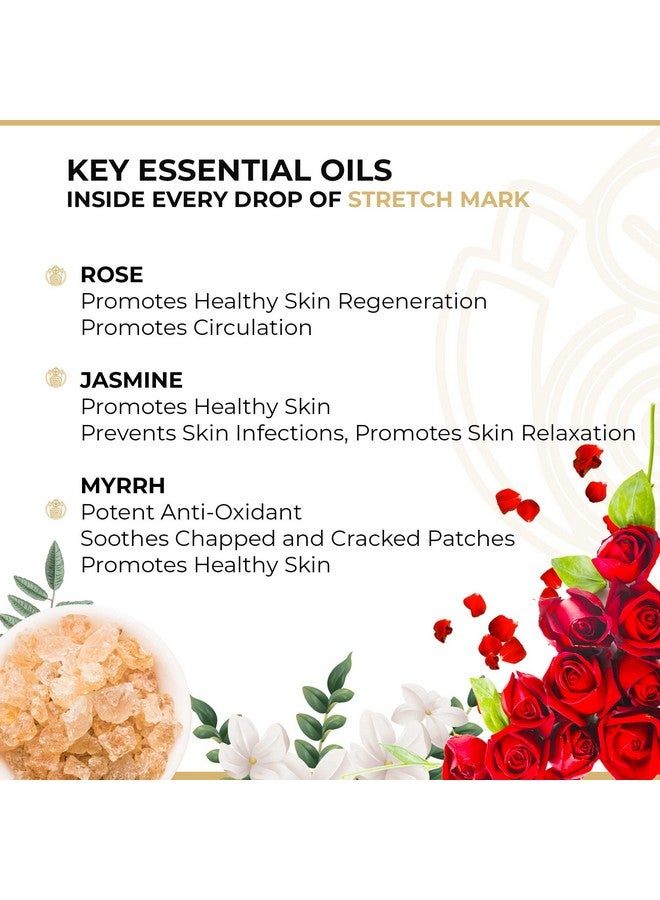 CORE & PURE Stretch Mark Oil Helps in Scar Removal, Uneven Skin Tone & Soothes Itchy and Stretchy Skin with 100% Natural Essential Oils Rose, Myrrh, Jasmine |All Skin Types|- 50ml - Image 2
