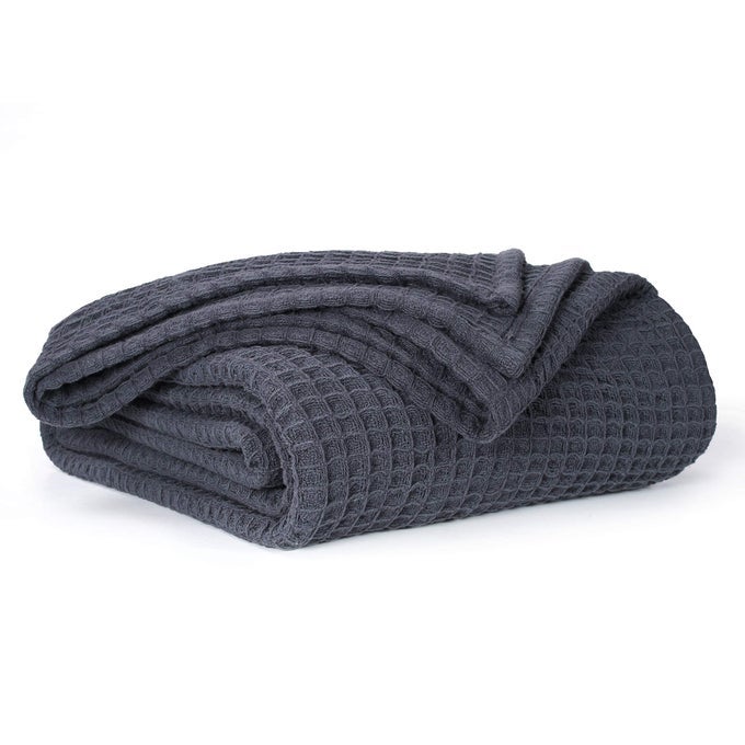 LUXURIOUSLY SOFT CHUNKY WAFFLE COTTON THROWS EXTRA LARGE SOFA BED SOFA COUCH BLANKET BEDSPREAD KING SIZE 225 X 250 CM CHARCOAL