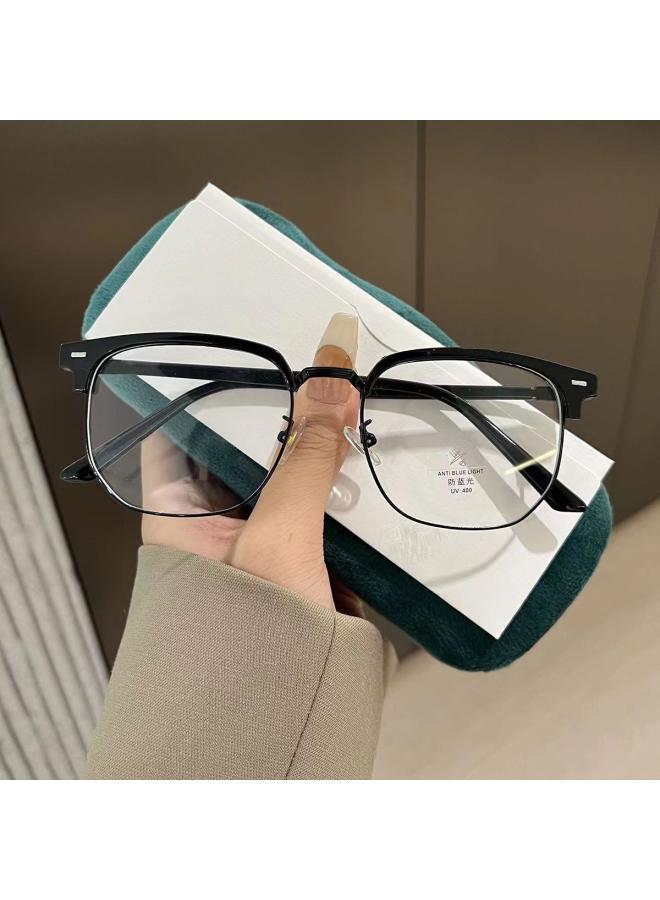 Generic Men's Handsome High-grade Anti-blue Light Flat Glasses Ladies Niche Retro Half-frame Myopia Glasses Frame 