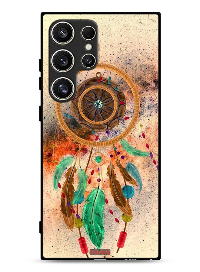 Tolwak Samsung Galaxy S24 Ultra 5G Protective Case Cover Mandala Hanging Feathers - Image 1