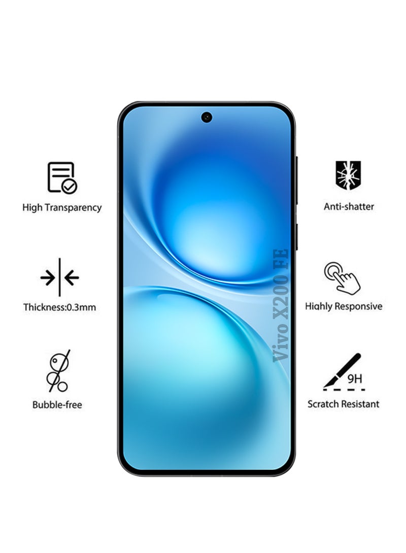DUSALA Vivo X200 FE Screen Protector | Tempered Glass Compatible with vivo X200 FE | Screen Protector Full HD Quality Tempered Glass Anti-Scratch Edge to Edge Coverage with Easy Installation Kit - Black - Image 2