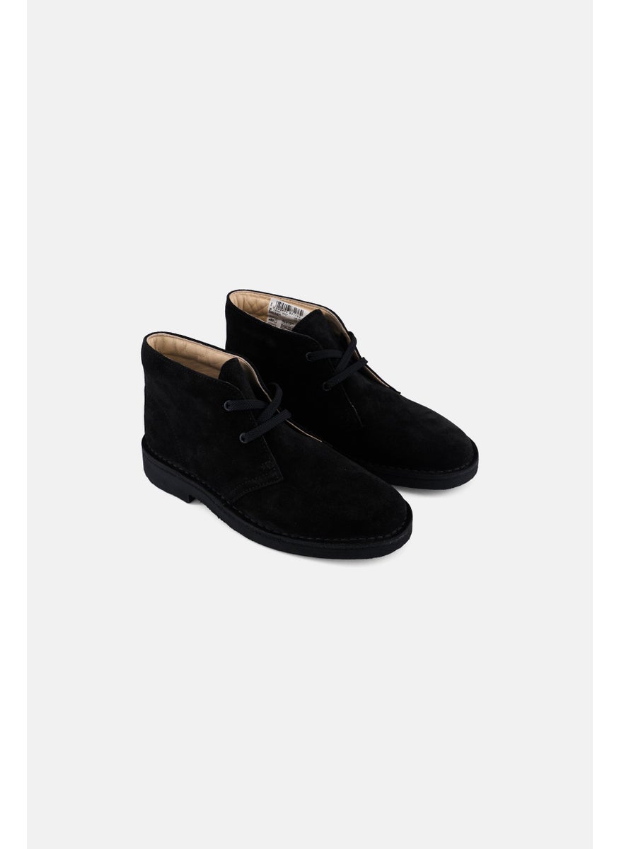 clarks Kids Boy Wide Fit Desert Lace Up Casual Boots, Black  - Image 1