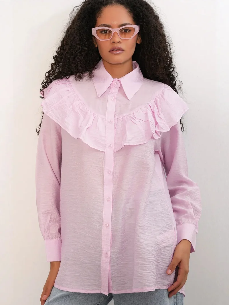 بيغ دارت BDART Long Relaxed Shirt With Frill Detail
