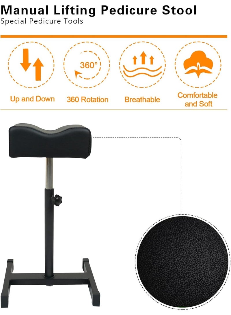 Meishida Pedicure Manicure Footrest, Foot Massage Manicure Nail Beauty Stool Stand, Adjustable Seat Height Footstool for Home And Beauty Salon Spa (Black)  - Image 3