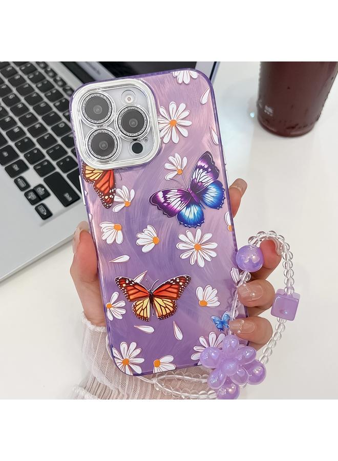 إيروريكس جراب لهاتف iPhone 14 Pro مصنوع من مادة TPU مع سوار معصم على شكل فراشة مطلي بطبقة من فيلم عدسة لامع - Image 1