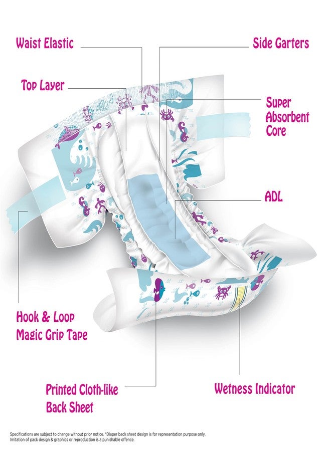 TEDDYY Premium Baby NB Size Diaper Tape Style | 84 Count (New Born) | 2-5 kgs (Pack of 4) | Quick Absorbency | Extra Super Soft | Anti - Bacterial |Colour Changing Wetness Indicator with Adjustable Grip Tapes - Image 3
