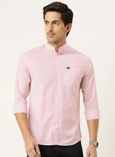 The Indian Garage Co Men Slim Fit Solid Full Sleeves Mandarin Collar Casual Shirt