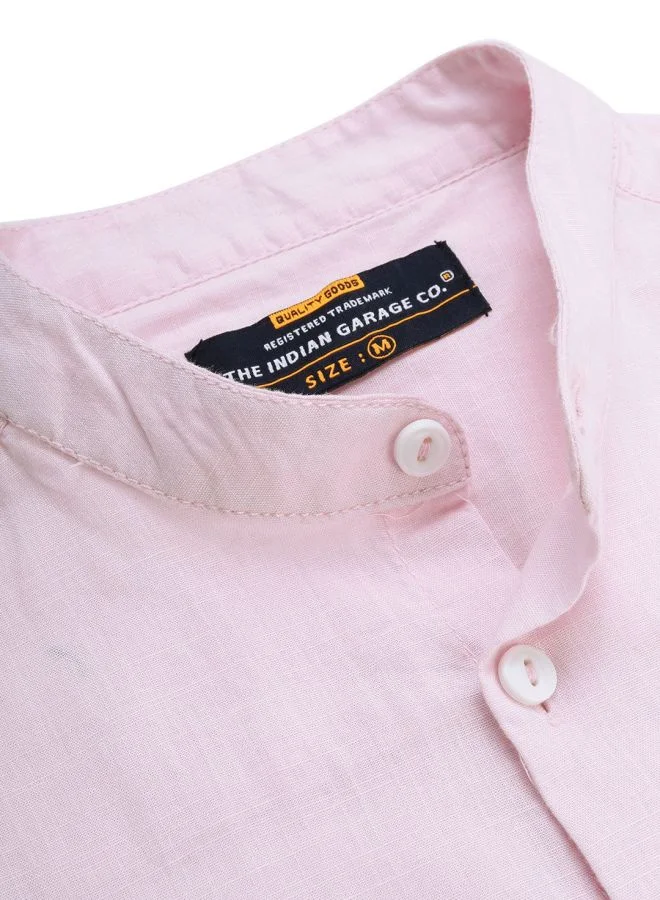 شركة المرآب الهندية Men Slim Fit Solid Full Sleeves Mandarin Collar Casual Shirt