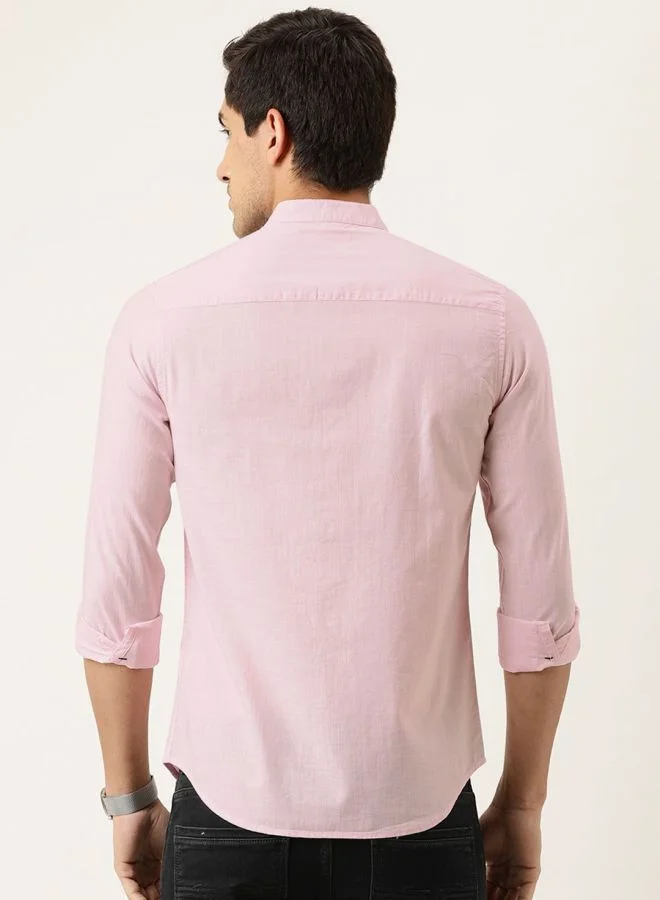 شركة المرآب الهندية Men Slim Fit Solid Full Sleeves Mandarin Collar Casual Shirt