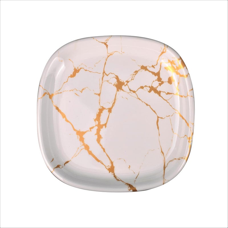 Mapple Leaf Mapple Leaf Premium Melamine Dinner Plate Set of 6 Royal White GoldSquare11 INCH - Image 3
