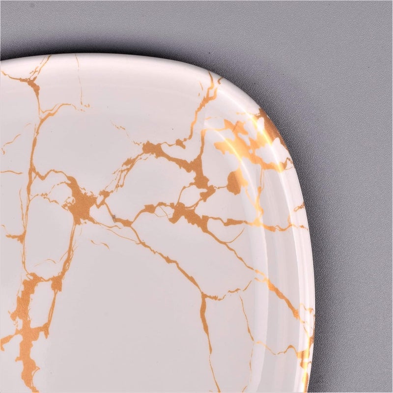 Mapple Leaf Mapple Leaf Premium Melamine Dinner Plate Set of 6 Royal White GoldSquare11 INCH - Image 5