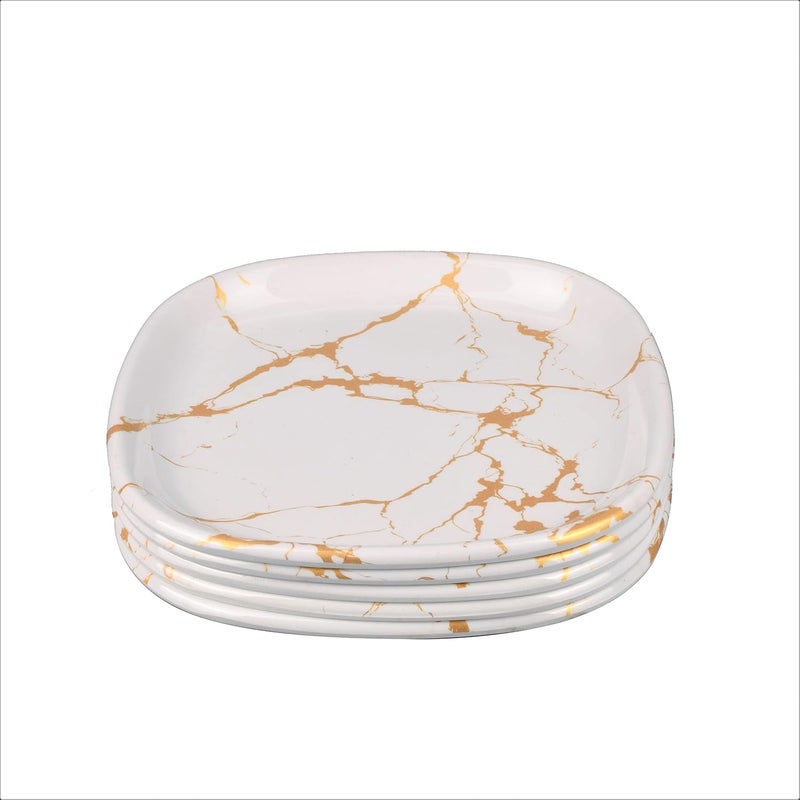 Mapple Leaf Mapple Leaf Premium Melamine Dinner Plate Set of 6 Royal White GoldSquare11 INCH - Image 4