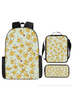 Pikachu New Cartoon Anime Student Backpack Three-Piece Set 29*42*16cm 