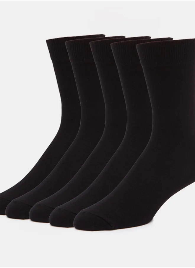 DUCHINI Men's Solid Calf Length Socks - Set of 5