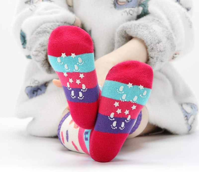 Cottock 6 Pairs Toddler Girl Knee High Grip Socks, Baby School Socks Anti Slip for Kids Girl - Image 3