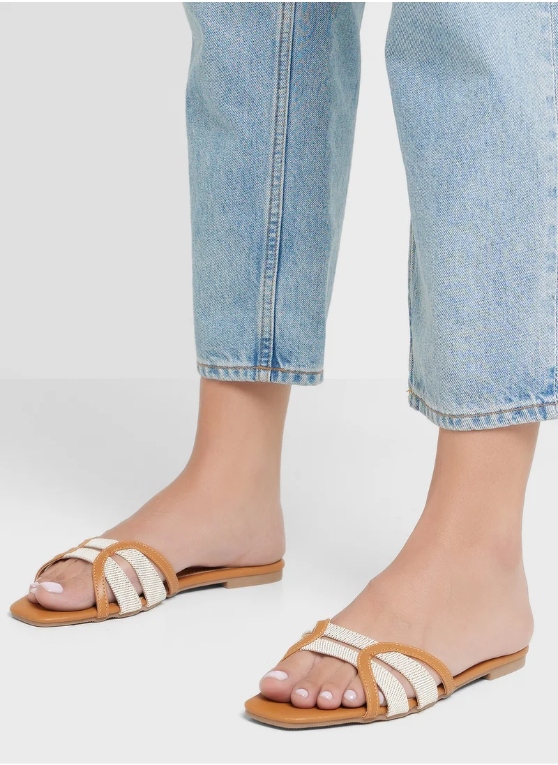 ELLA Color Block Strappy Flat Sandal